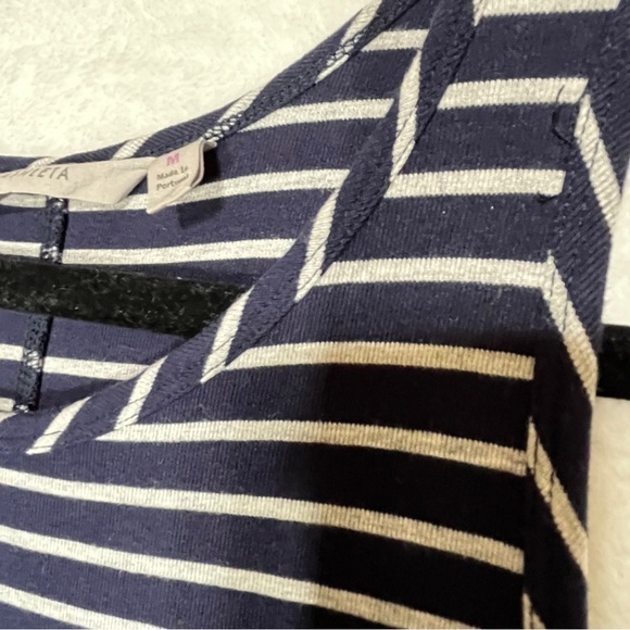 ATHLETA Womens Striped Swing Dress Oversized Navy Gray Size Medium - Picture 5 of 11